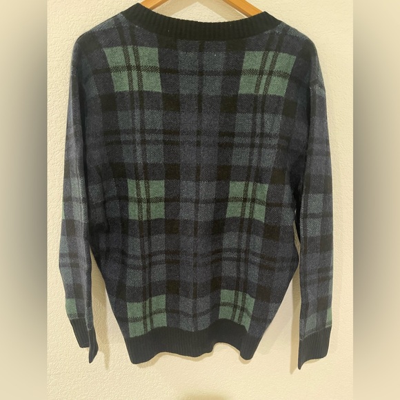 AE Plaid Cropped V-Neck Sweater Small NWT - Picture 3 of 5